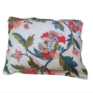 Floral Multicolor Teal Pink Green White Zig Zag Dash Dot Stripes Pillowcase